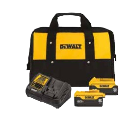 KIT 2 BATERIAS 20V MAX* LI-ION 5AH E CARREGADOR BIVOLT E BOLSA  - PREMIUM — DeWalt